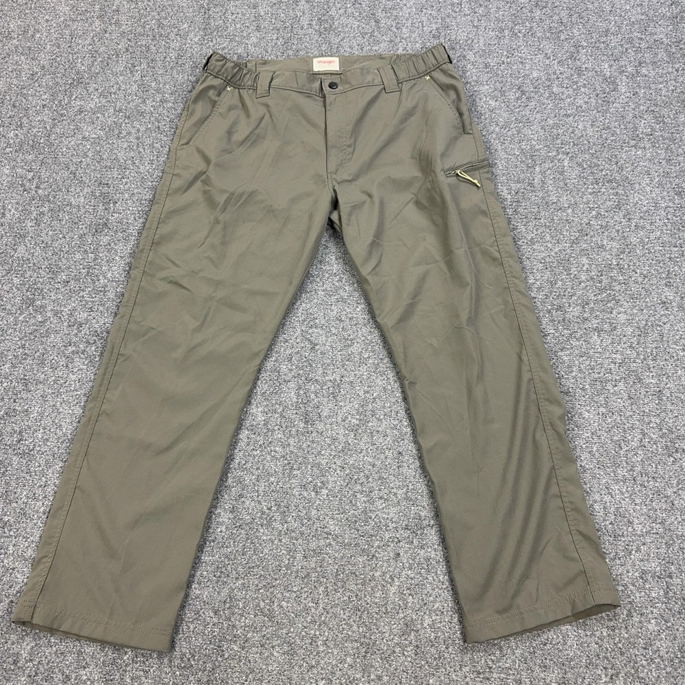 Wrangler Authentics Pants Mens 38x30 Green Cargo Microfiber Lightweight Travel